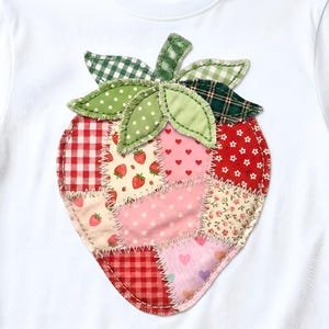 Strawberry Patchwork PNG, Vintage Quilt Strawberry Design, Retro Summer PNG, Printable Strawberry Art, Faux Patchwork Strawberry