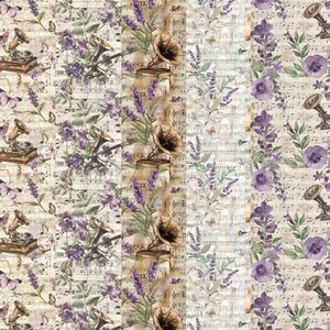 Vintage Music Floral Paper, Seamless Gramophone Lavender Patterns ...