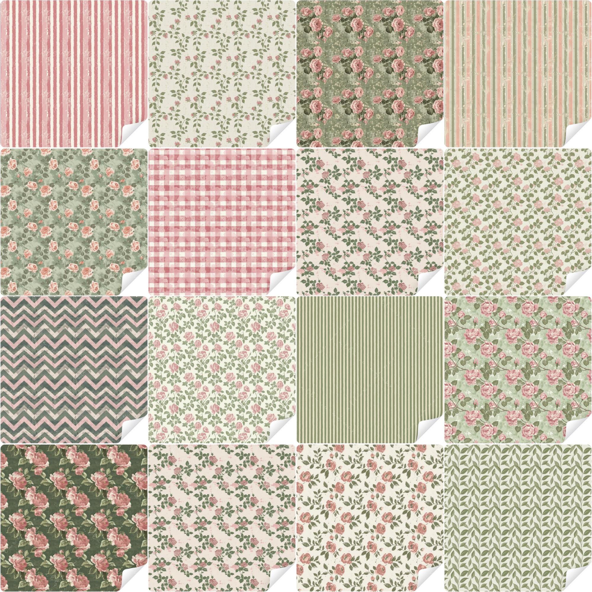 Vintage Charm Digital Paper Pack | 80 Seamless Antique Floral & Rustic ...