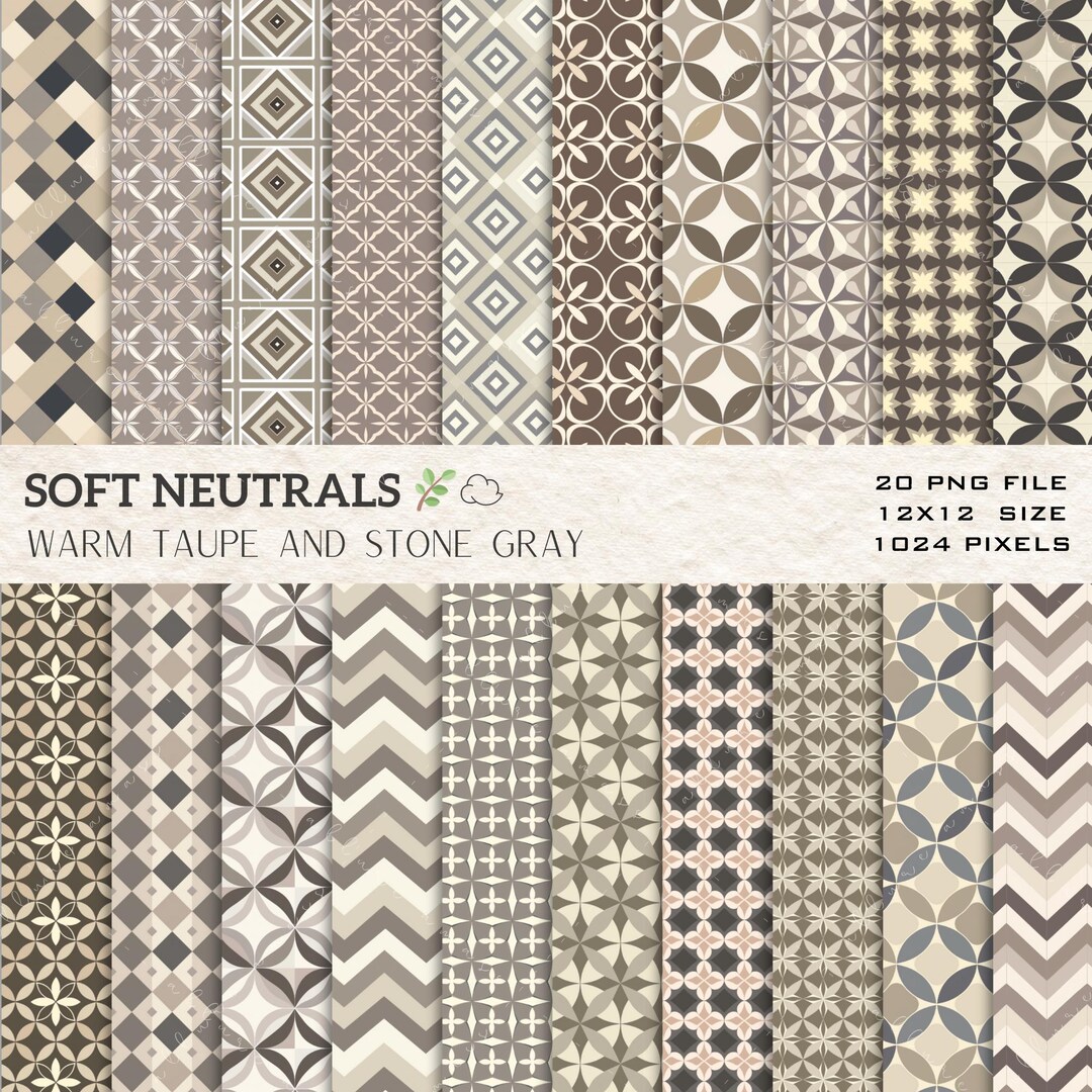 Warm Taupe and Stone Gray Seamless Patterns – Soft Neutral Digital ...
