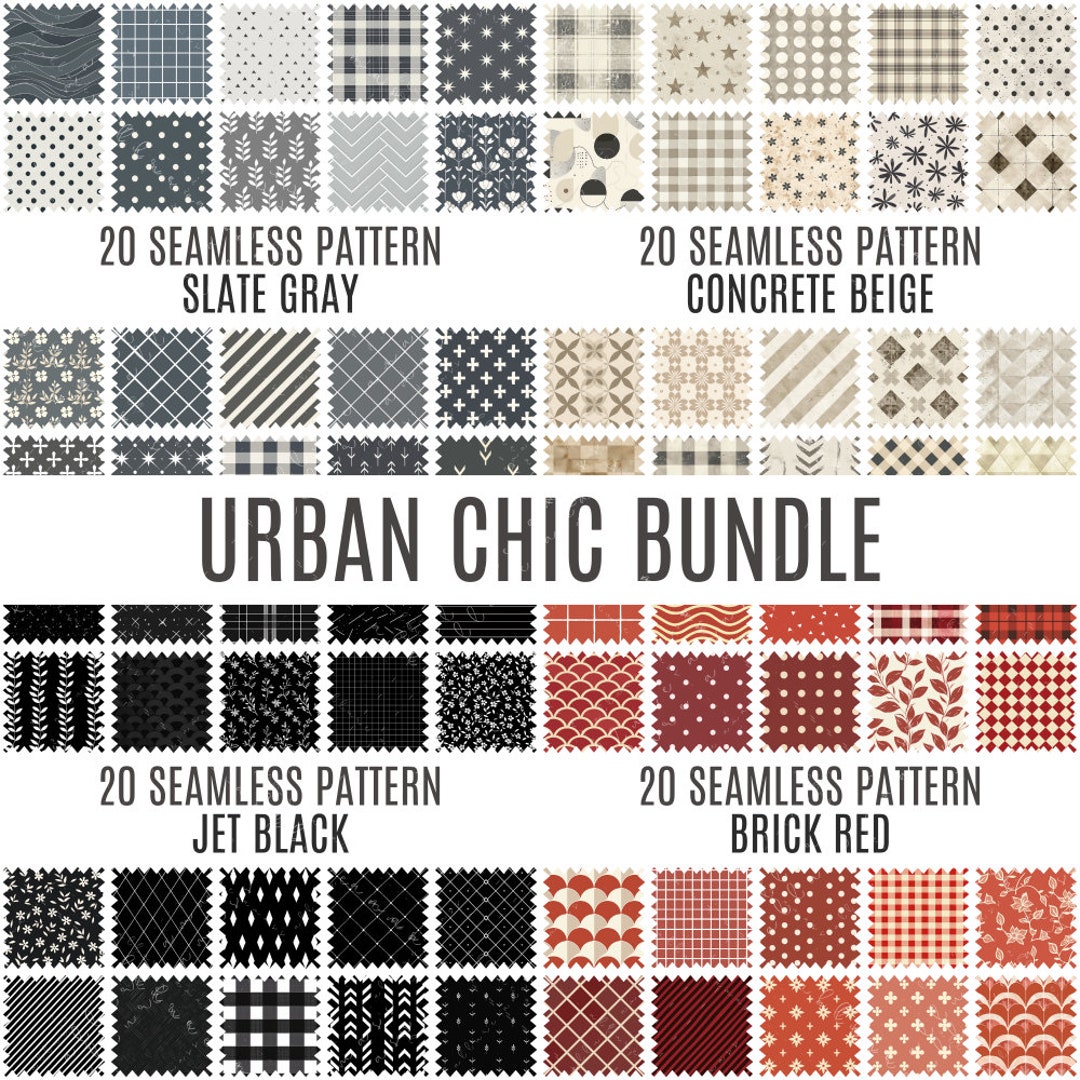 Urban Chic Bundle | 80 Seamless Patterns | High Resolution Digital ...
