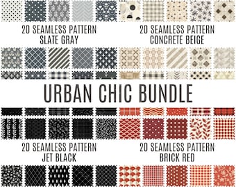 Urban Chic Bundle | 80 Seamless Patterns | High Resolution Digital Papers | Commercial Use Scrapbooking & Crafting | Instant Download