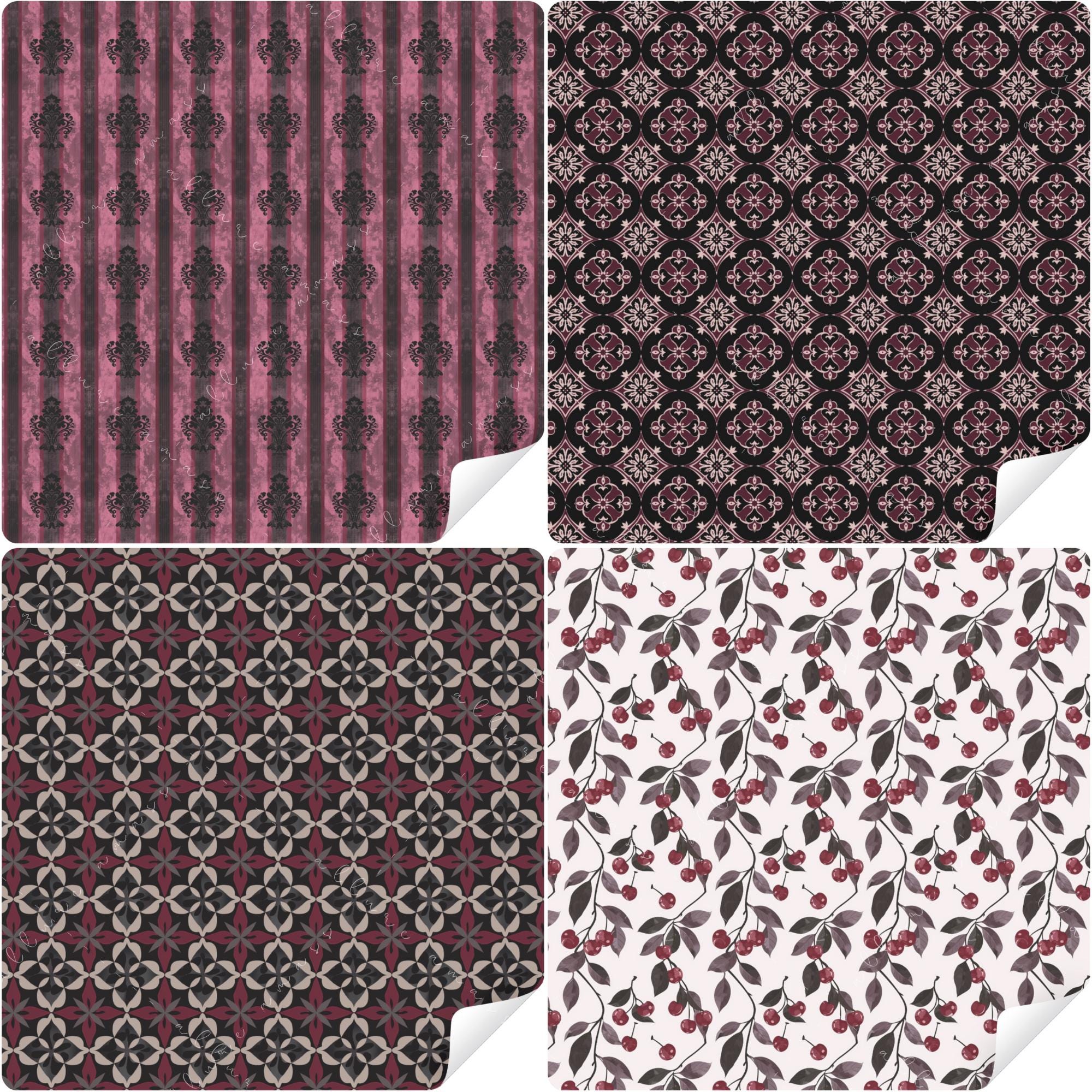 Pattern Misty Black Cherry and Misty Fog Seamless Patterns – Gothic Mystery Digital ...