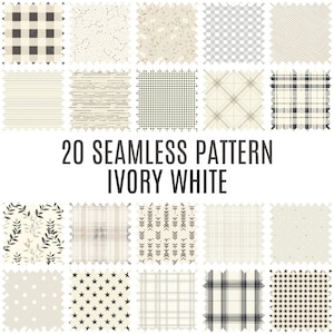 20 Ivory White Seamless Patterns - High-Resolution Digital Papers - Commercial Use Scrapbooking & Crafting - Instant Download