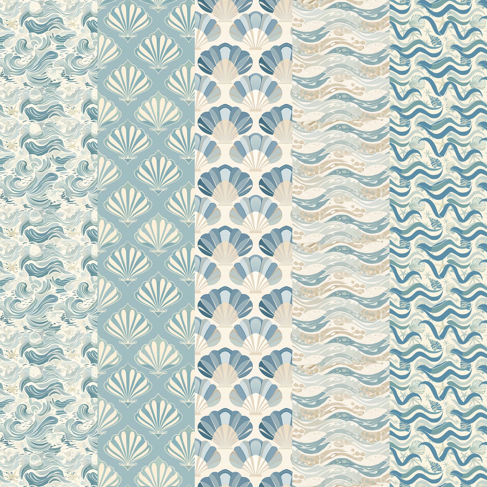 Coastal Chic Seamless Patterns - Soft Toned Digital Paper Pack - Etsy