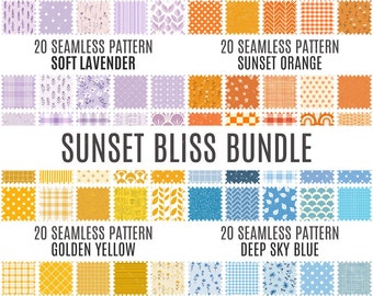 Paquete Sunset Bliss / 80 patrones sin costuras / Papeles digitales de alta resolución / Uso comercial para scrapbooking y manualidades / Descarga instantánea