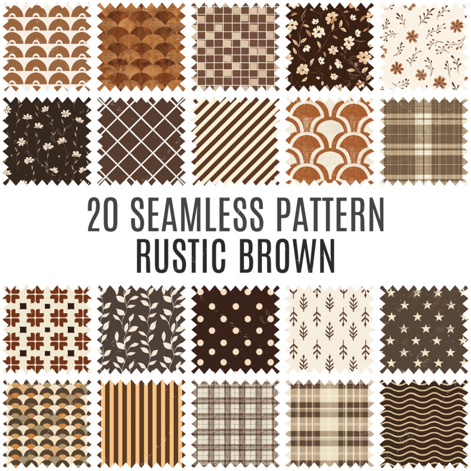 Rustic Pattern Silh 20 Rustic Brown Seamless Patterns - High-resolution Digital Papers ...