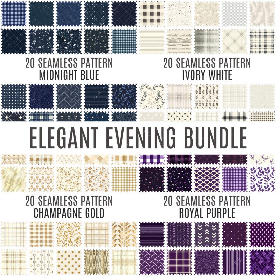 Elegant Evening Bundle | 80 Seamless Patterns | High Resolution Digital ...