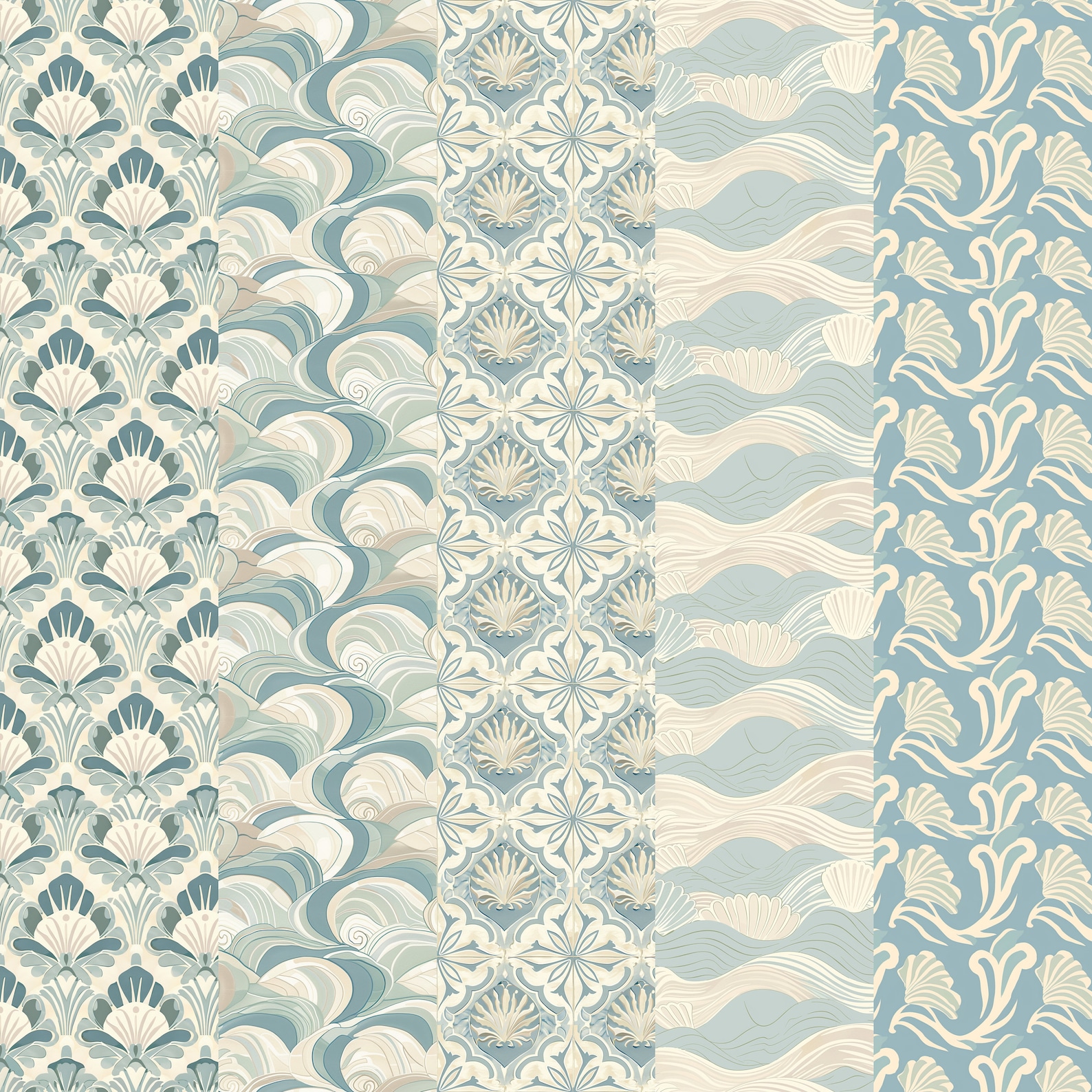 Coastal Chic Seamless Patterns - Soft Toned Digital Paper Pack - Etsy