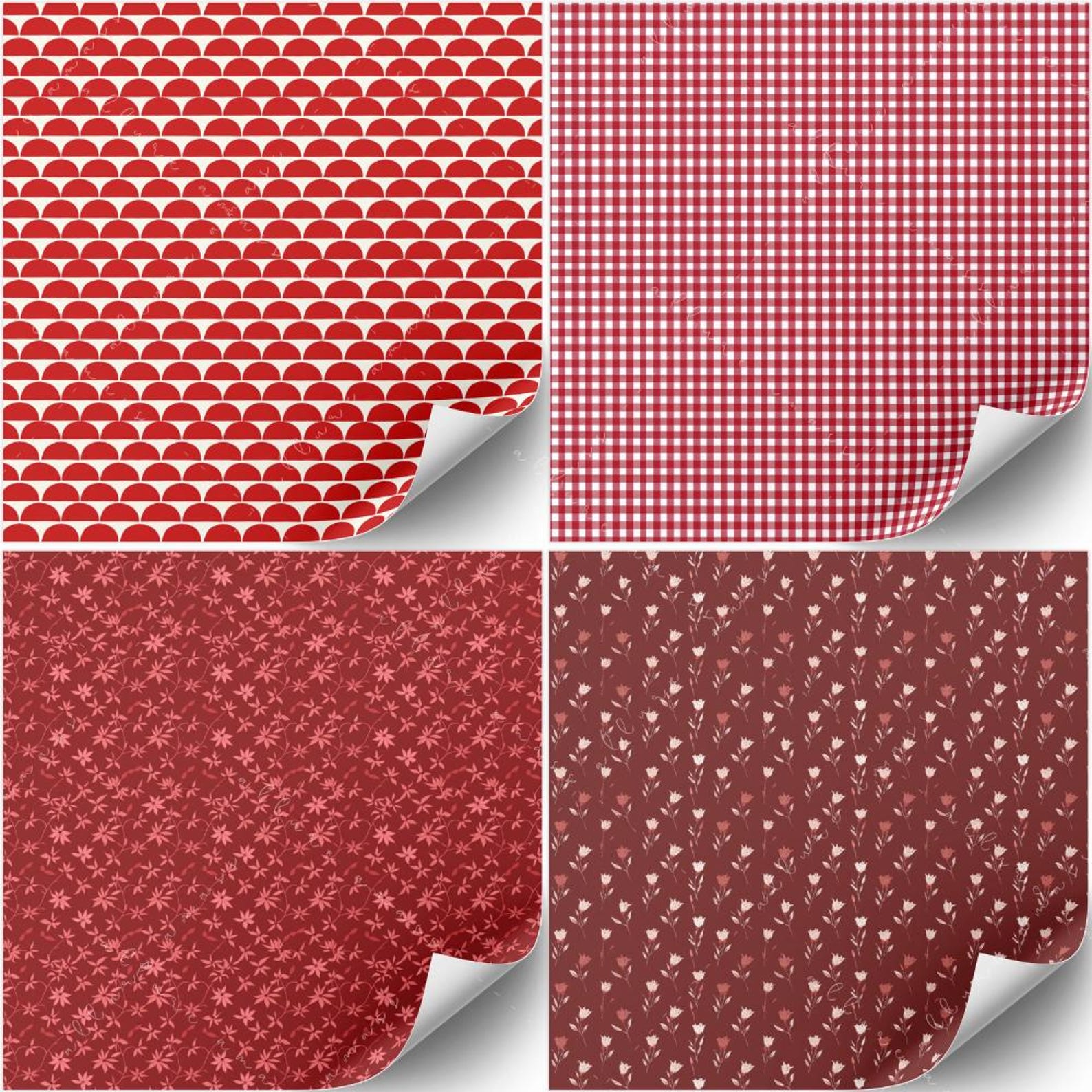 20 Crimson Red Seamless Patterns - High-resolution Digital Papers ...