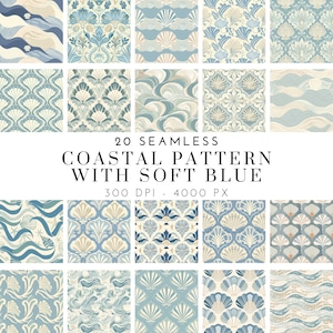 Küstenschicke nahtlose Muster - weiches getöntes digitales Papier