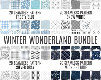 Paquete Winter Wonderland / 80 patrones sin costuras / Papeles digitales de alta resolución / Uso comercial para scrapbooking y manualidades / Descarga instantánea