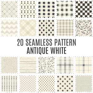 20 Antique White Seamless Patterns - High-Resolution Digital Papers - Commercial Use Scrapbooking & Crafting - Instant Download