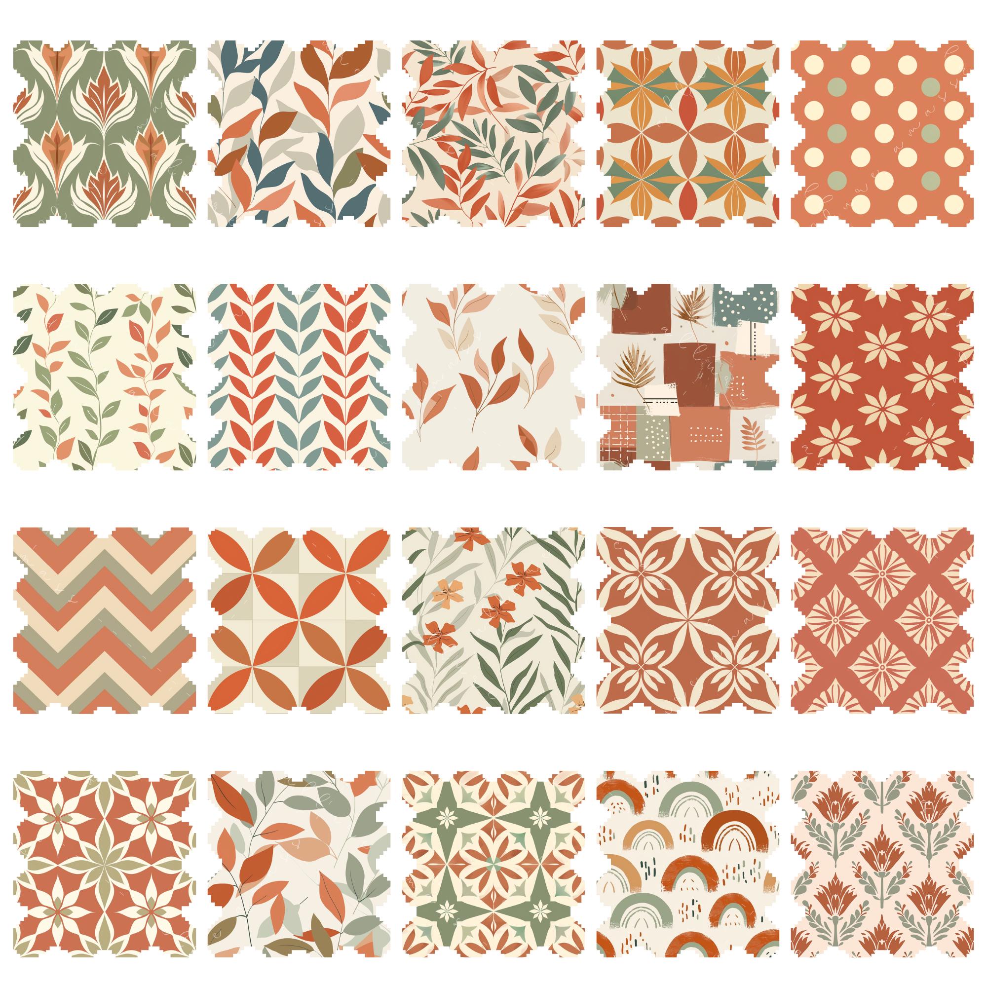 Warm Terracotta and Soft Sage Seamless Patterns – Boho Chic Digital ...