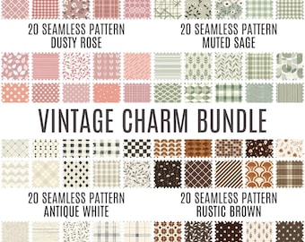 Paquete de encantos vintage / 80 patrones sin costuras / Papeles digitales de alta resolución / Uso comercial para scrapbooking y manualidades / Descarga instantánea
