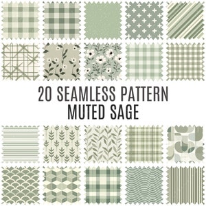 20 modelli senza soluzione di continuità di salvia smorzata - Carte digitali ad alta risoluzione - Uso commerciale, scrapbooking e artigianato - Download immediato