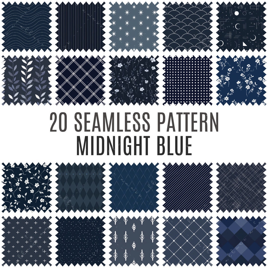 20 Midnight Blue Seamless Patterns - High-resolution Digital Papers ...