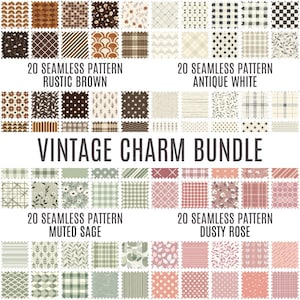 Paquete de abalorios vintage / 80 patrones sin costuras / Papeles digitales de alta resolución / Uso comercial para scrapbooking y manualidades / Descarga instantánea