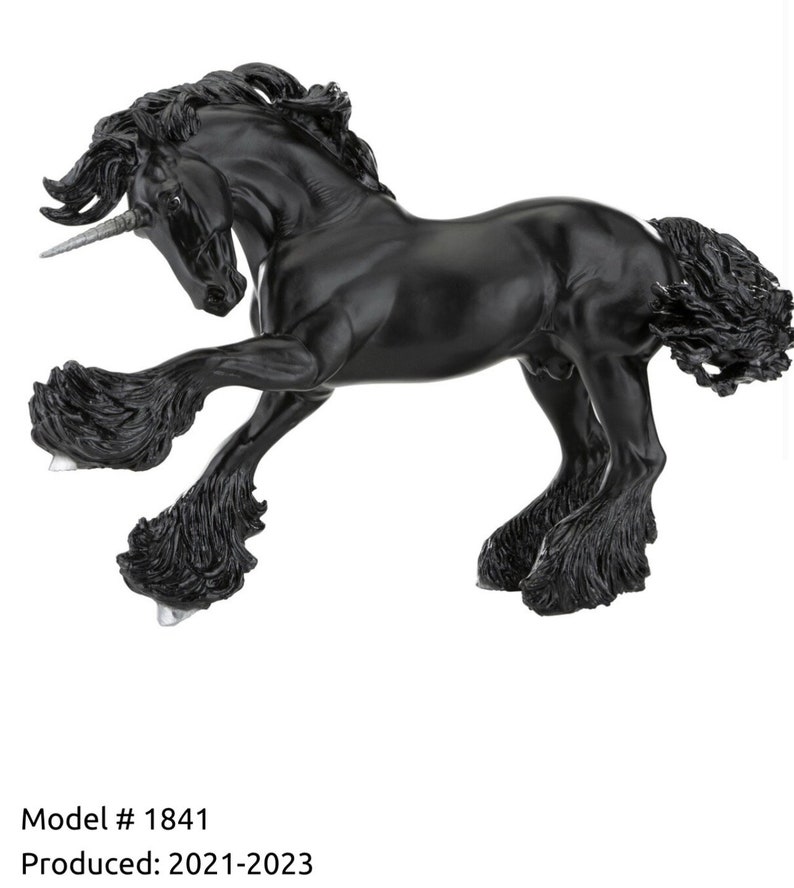 Breyer Obsidian Unicorn Stallion on Gypsy Vanner Mold Semigloss 2123