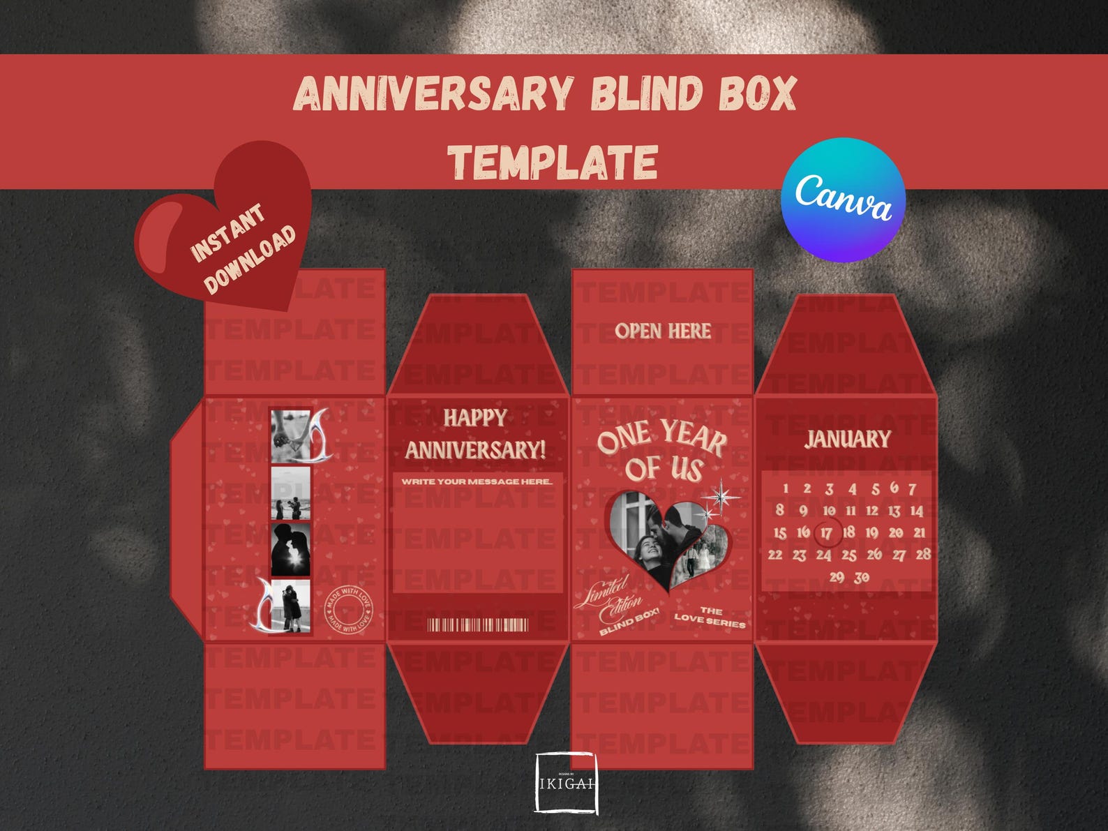 Anniversary Blind Box Canva Template, Mystery Box Gift, DIY Surprise