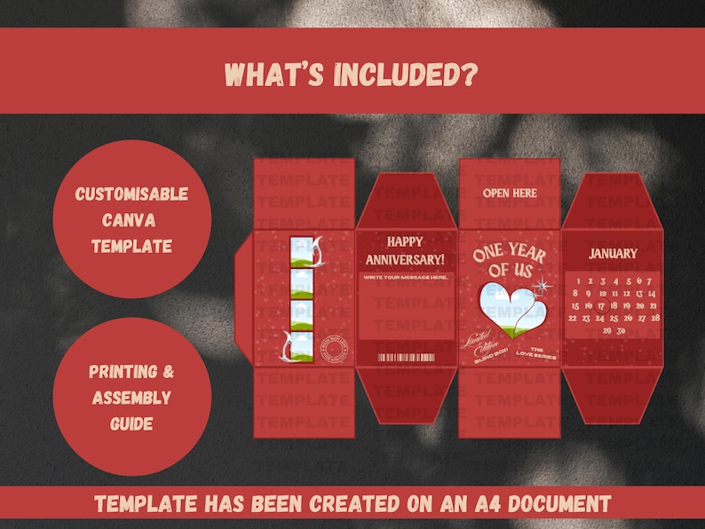 Anniversary Blind Box Canva Template, Mystery Box Gift, DIY Surprise