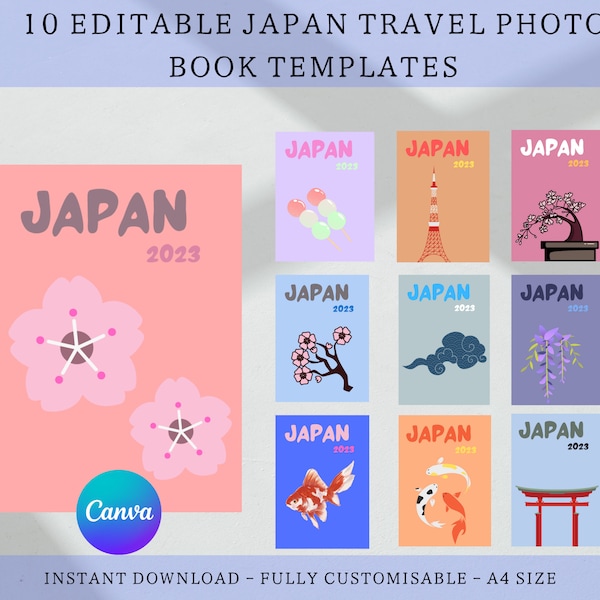 Japan Designer Travel Photo Book | Editable Canva Travel Album Templates | Aesthetic Coffee Table Photo Book Album | Digital Download | A4