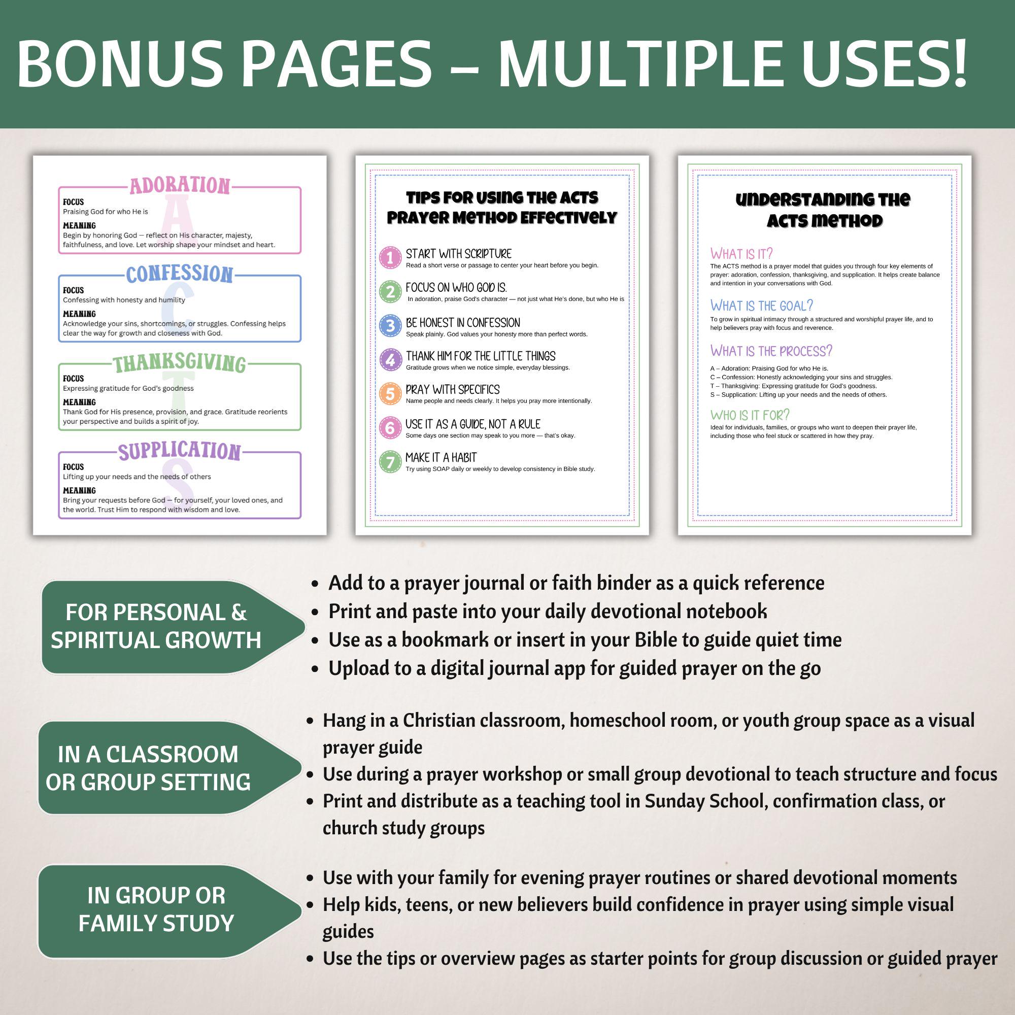 Prayer Tools.pdf ACTS Prayer Method, ACTS Prayer Template, Prayer Journal Guide, Bible ...