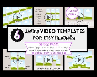 Listing Video Templates, Etsy Mockups for Printables, Sell on Etsy, Easy Drag and Drop, Video Template Bundle, Animated Video Canva Template