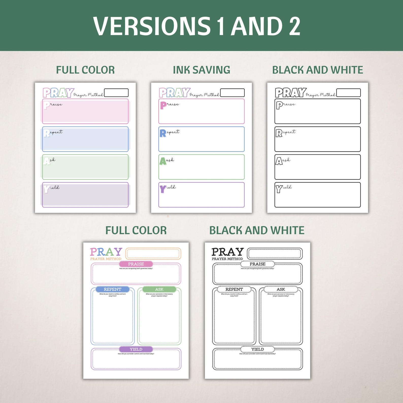 PRAY Prayer Method, PRAY Prayer Template, Prayer Journal Guide, Bible ...