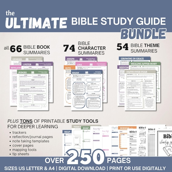 ULTIMATE Bible Study Guide Bundle, Bible Study Template, Bible Summary, Bible Study Journal, Verse Mapping, Prayer Journal, Digital Guide