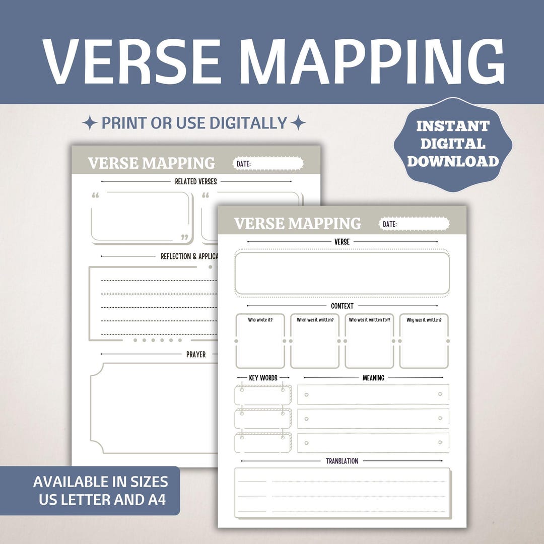 Verse Mapping Template, Bible Verse Mapping Printable, Bible Study Tool ...