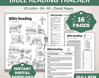 Bibellese-Tracker, Bibelstudienwerkzeug, Bibelbuchbuch, Bibel-Bücherregal, Checkliste für Bibelkapitel, christliches druckbares, altes und neues Testament