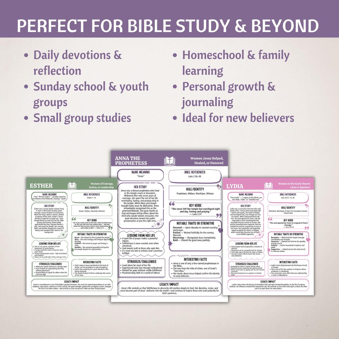 Women of the Bible Character Study Guide, Bible Study, Study Sheet ...