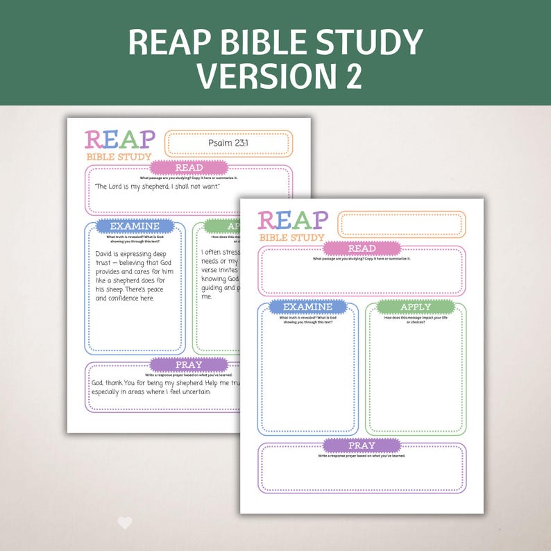 REAP Bible Study Template, REAP Method Bible Verse Mapping, Bible Study ...