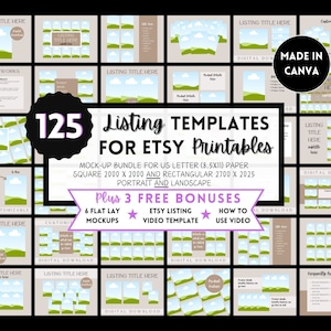 Etsy Listing Template, Mockup Bundle Printables, Listing Photo, Sell on Etsy, Editable in Canva, Digital Product Templates, Easy Drag & Drop