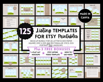 Etsy Listing Template, Mockup Bundle Printables, Listing Photo, Sell on Etsy, Editable in Canva, Digital Product Templates, Easy Drag & Drop