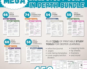 MEGA Bible Study Guide Bundle, 450+ pages, Study Templates, Books of the Bible Summaries, Women's Bible Study Journal, Christian Study Tool