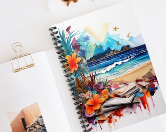Ocean Waves Notebook - Nautical Spiral Journal