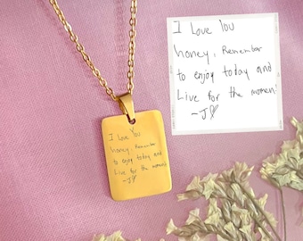 Custom Handwritten Necklace for Grandma - A Heartfelt Tribute in 18K Gold plated Waterproof Necklace