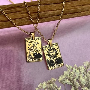 Personalized The Sun and The Moon Tarot Necklace - Custom Celestial Jewelry - Christmas Gifts