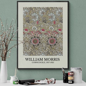 William Morris Druck, Vintage Wandkunst, Botanische Druck, Jugendstil Druck, Kornrade, sofortiger digitaler Download