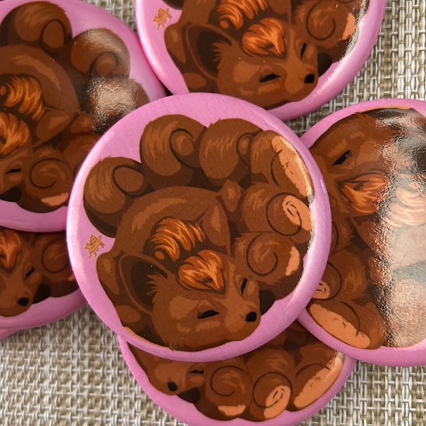 Sleeping Vulpix pin-back Button