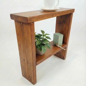 Narrow End Table | Farmhouse Style | Rustic | For small spaces | Storage | Customizable | Furniture | Handmade | Shelf