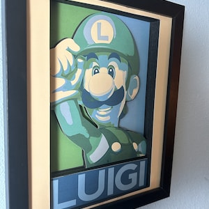 Luigi Pop Art 3D Shadow Box, 8x10, Handmade Nintendo Art