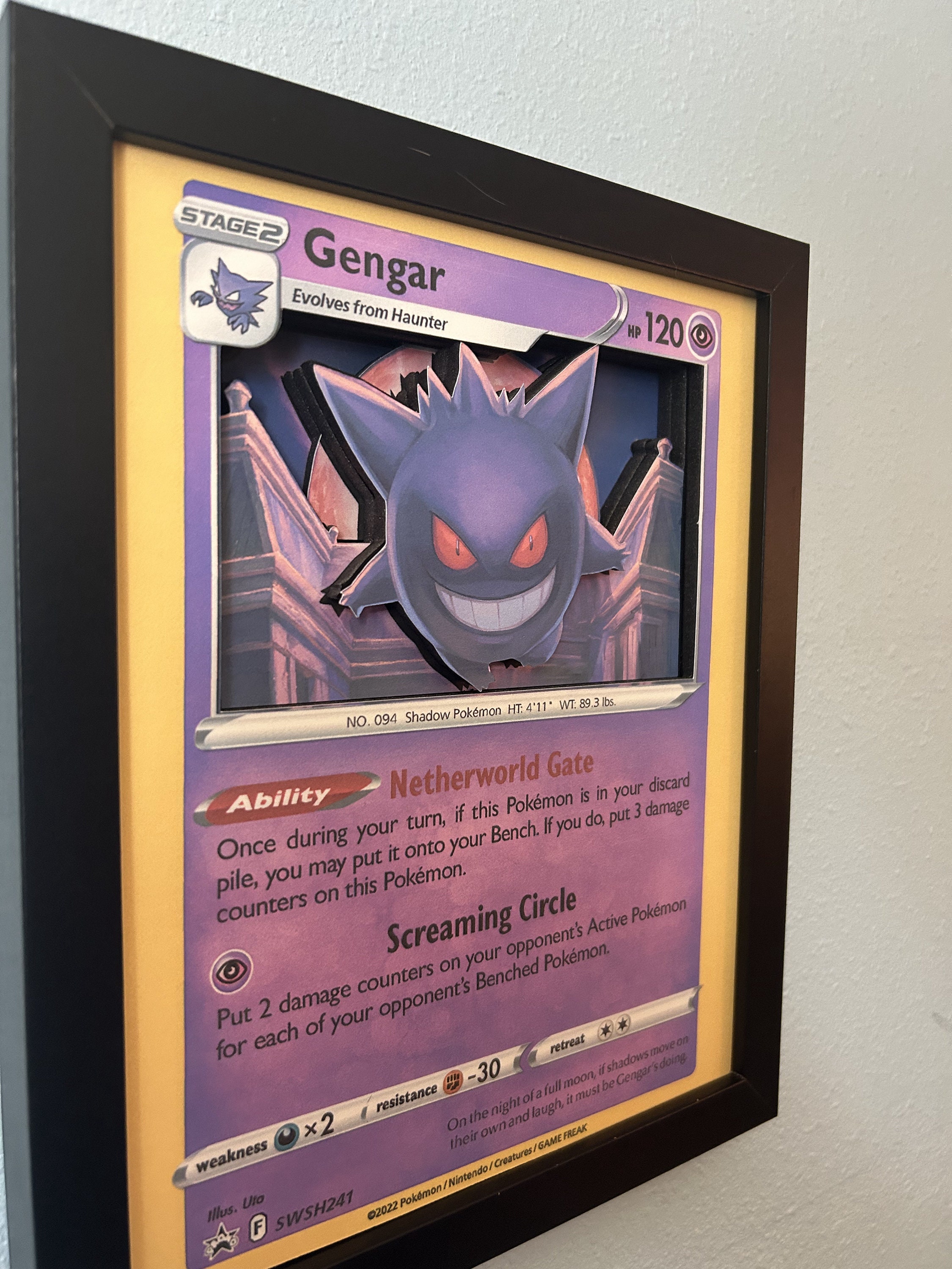 カード・フォト・ブロマイド Gengar Pokemon Mini Card Collection Gengar 3D Pokémon Card Shadow Box, 8x10, Alternative Design - Etsy