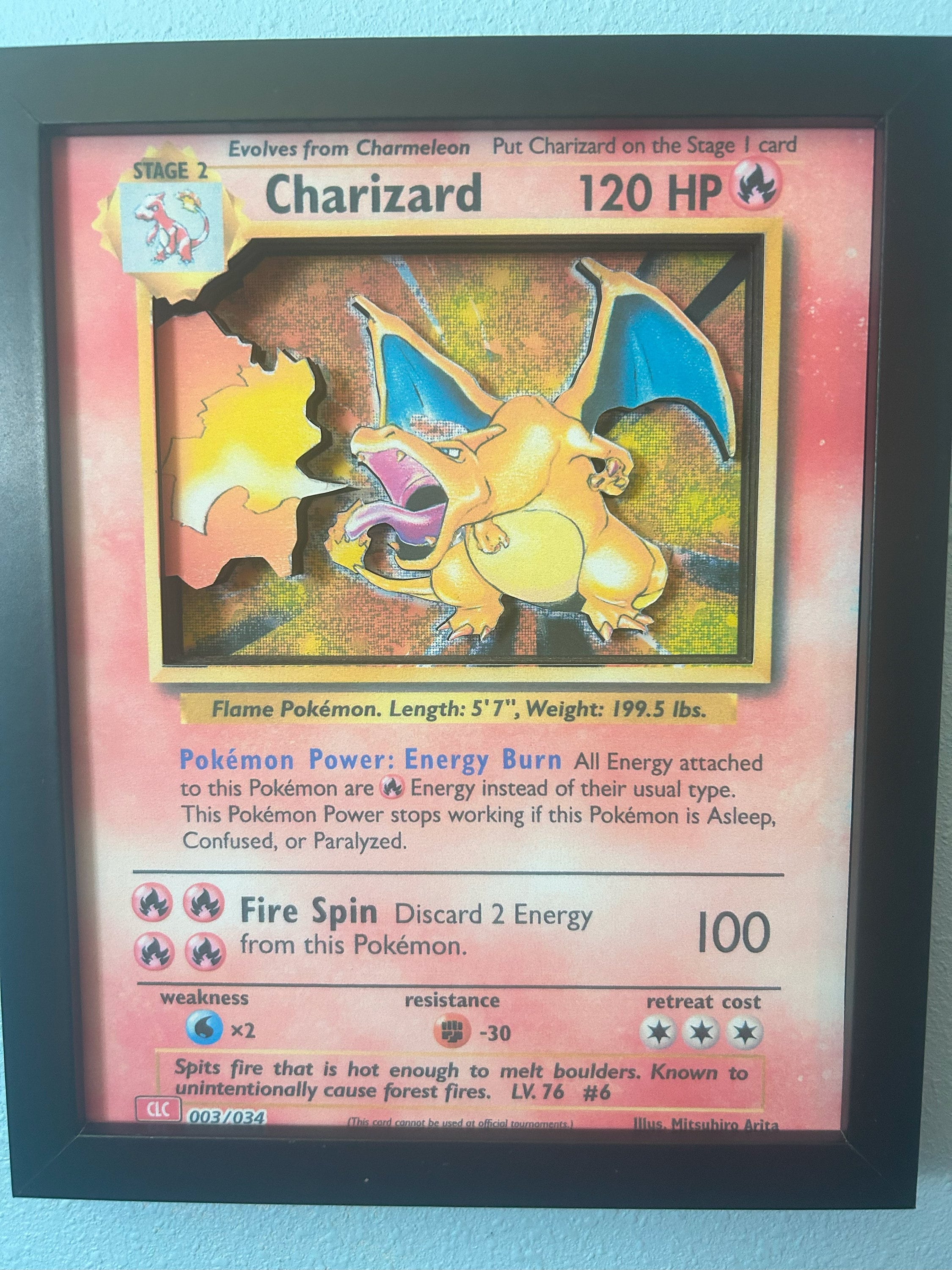 Charizard 3D Pokémon Card Shadow Box Art, Handmade 8x10 - Etsy