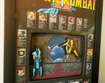 Mortal Kombat 3D Shadow Box, 8x10, Scorpion vs Sub-Zero, Arcade Classic Art