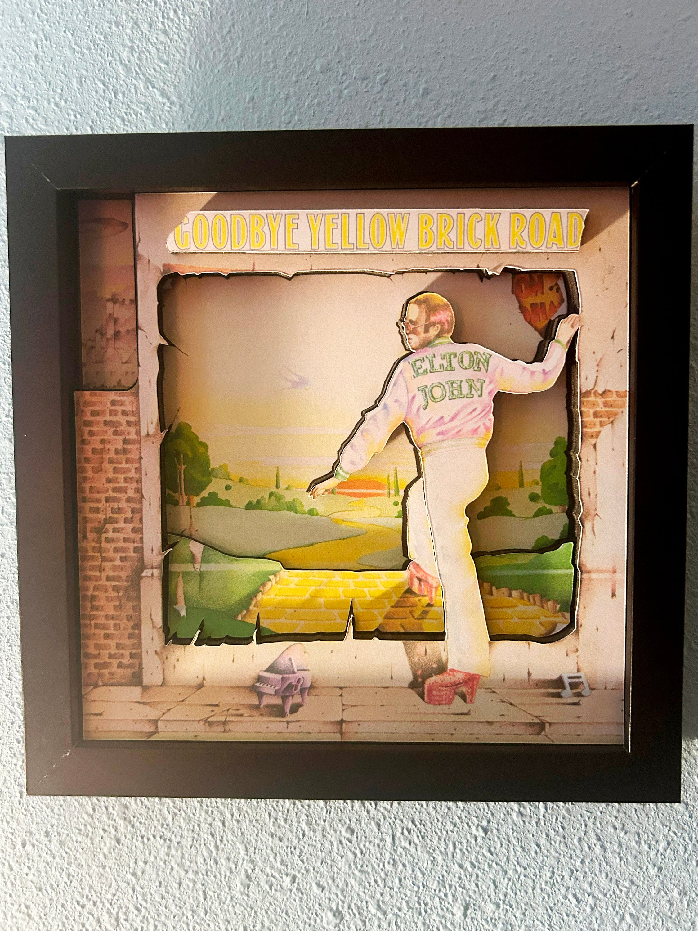 Elton John Goodbye Yellow Brick Road 3D Shadow Box, 8x8, Iconic Album Cover  Art - Etsy, image size:2250x3000