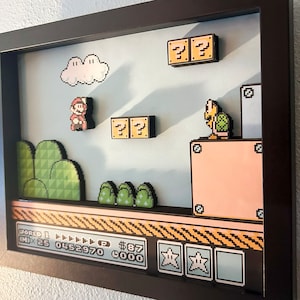 Super Mario Bros. 3 3D Shadow Box, 8x10, Stage 1-1, Nintendo Classic