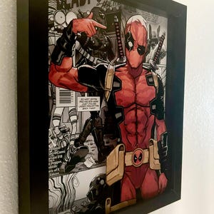 Deadpool Comic Shadow Box | UV Printed Wall Art | 8x10 Collector Display